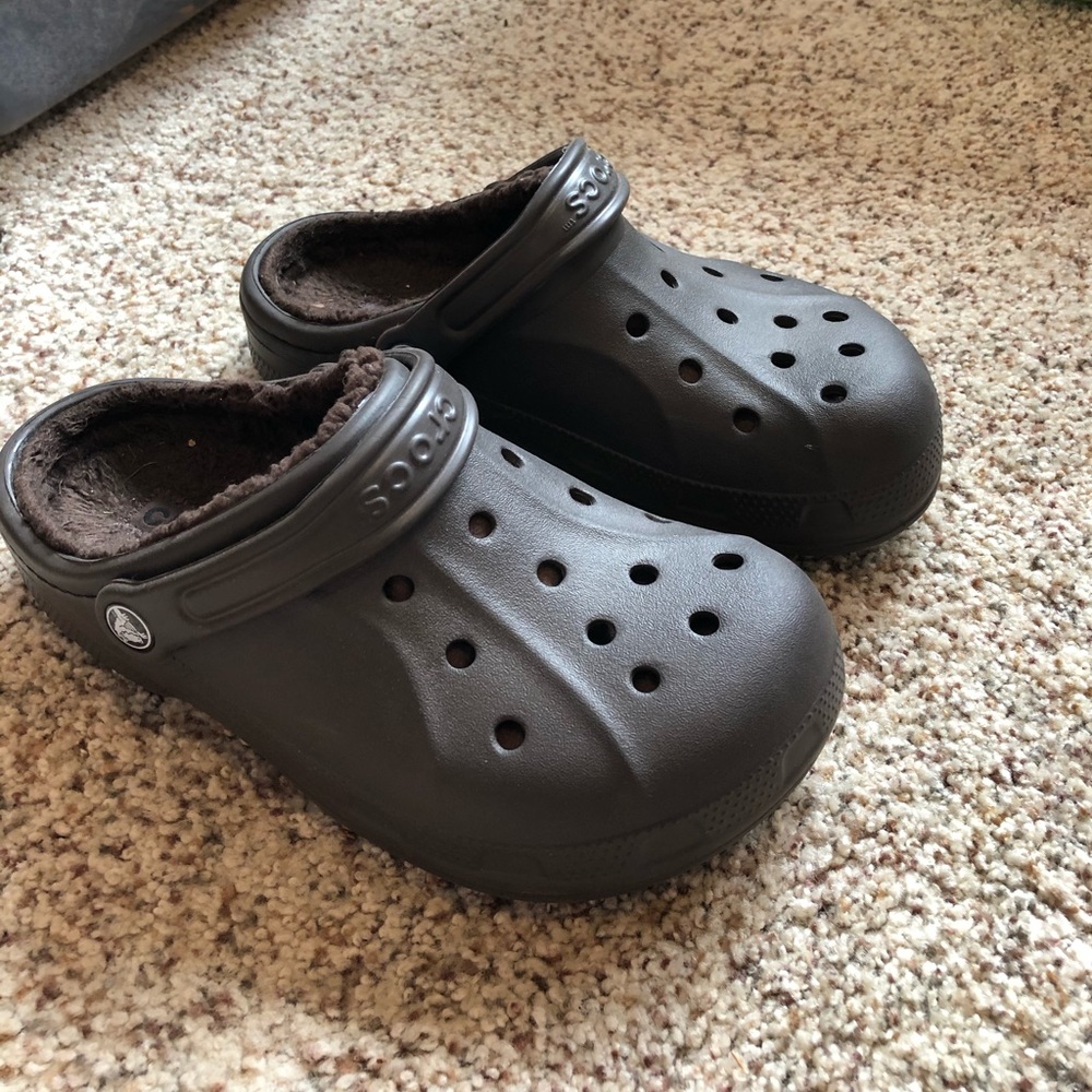 Brand new brown furry crocs